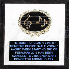 John wins song of the week award